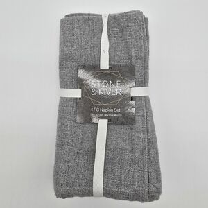 NWT Stone & River 4Pc Napkin Set 18x18in Gray